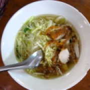 Noodles in soup. Chinese influened dish.